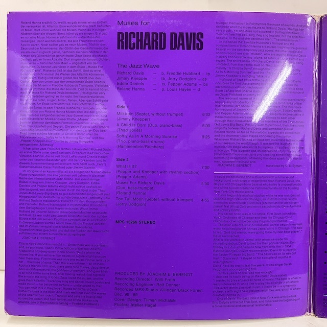 ■即決 MPS/FUSION Richard Davis / Muses for Richard Davis ej2934 独オリジナル リチャード・デイビス_画像6