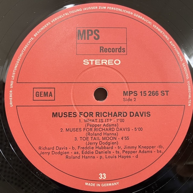 ■即決 MPS/FUSION Richard Davis / Muses for Richard Davis ej2934 独オリジナル リチャード・デイビス_画像2