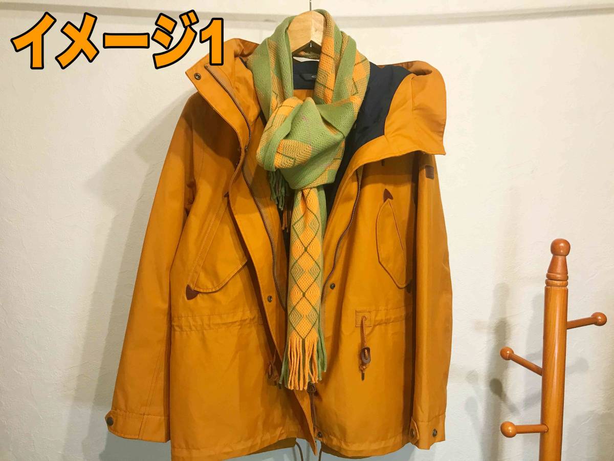 【美品】AIGLE エーグル マウンテンパーカー オレンジ レディース40号 ゆるキャン 送料無料 匿名配送_薄い緑の差し色が可愛い。って。