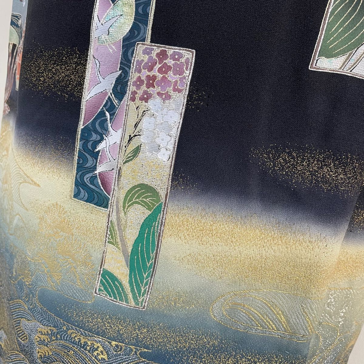 美品『金彩加工』寿光織 黒留袖 袋帯セット 正絹 k153