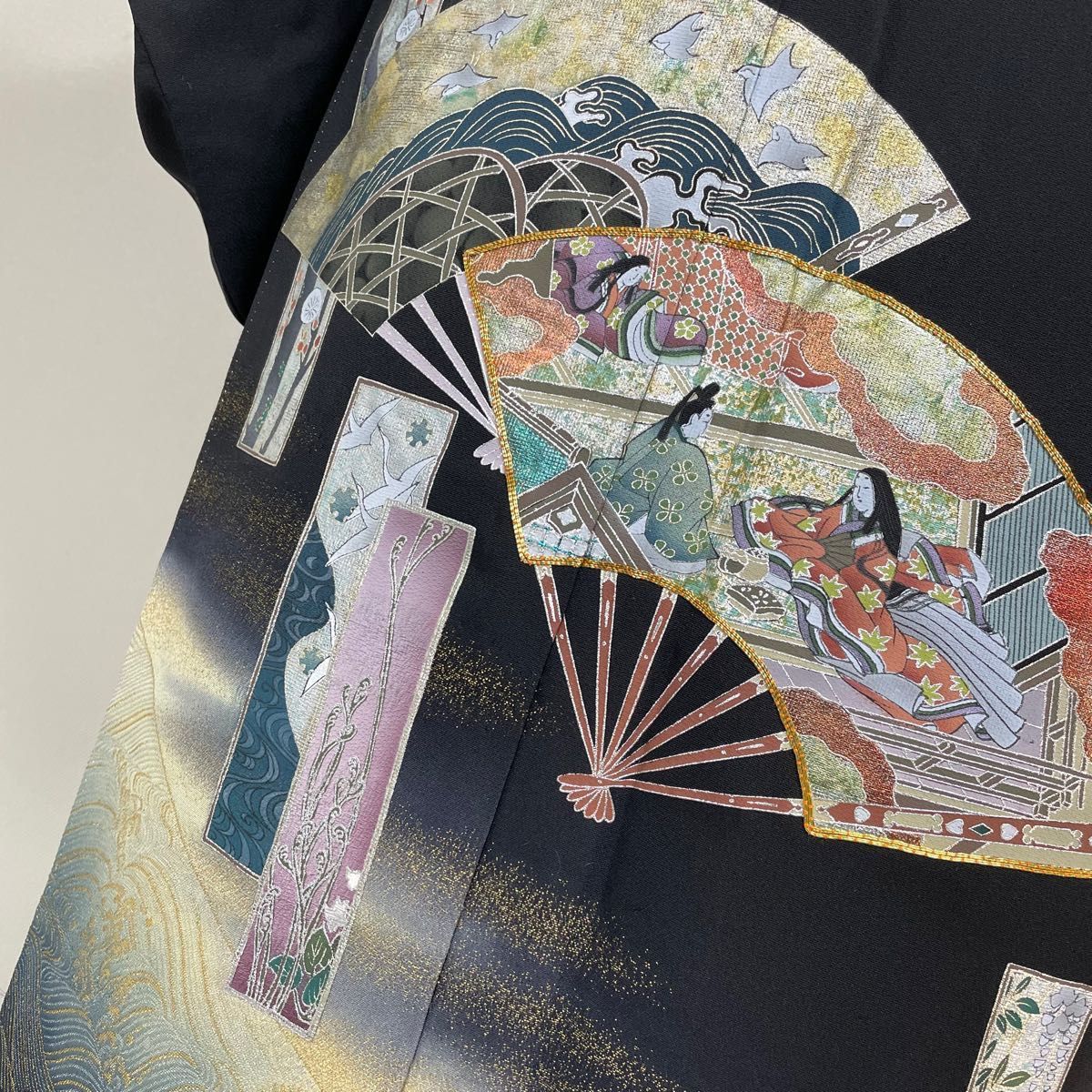 美品『金彩加工』寿光織 黒留袖 袋帯セット 正絹 k153