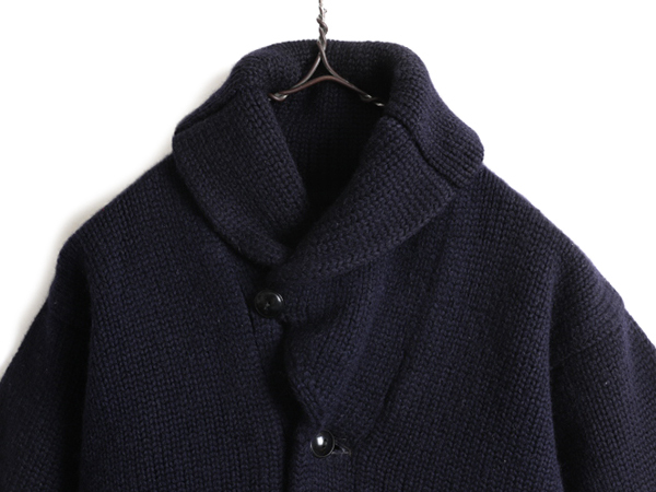 30s Vintage * MACY\'S шаль цвет шерсть длинный рукав вязаный кардиган ( 40 полный размер S степени ) 30 годы свитер low gauge mei She's темно-синий 
