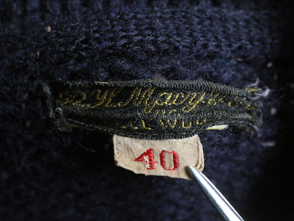 30s Vintage * MACY\'S шаль цвет шерсть длинный рукав вязаный кардиган ( 40 полный размер S степени ) 30 годы свитер low gauge mei She's темно-синий 