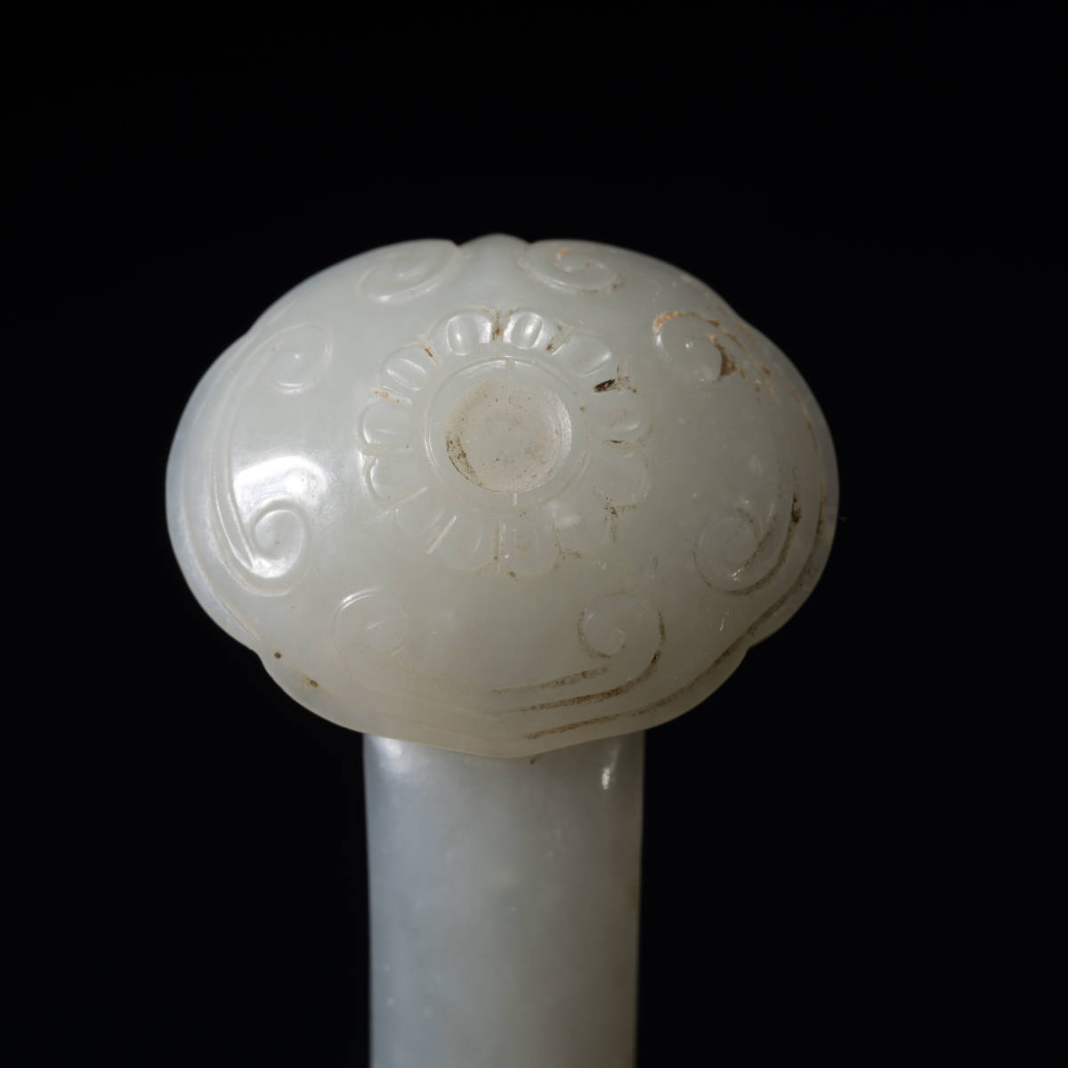 儒】中国美術・ 清時代白玉如意置物唐物文房長約10.7cm □R1012-日本 ...