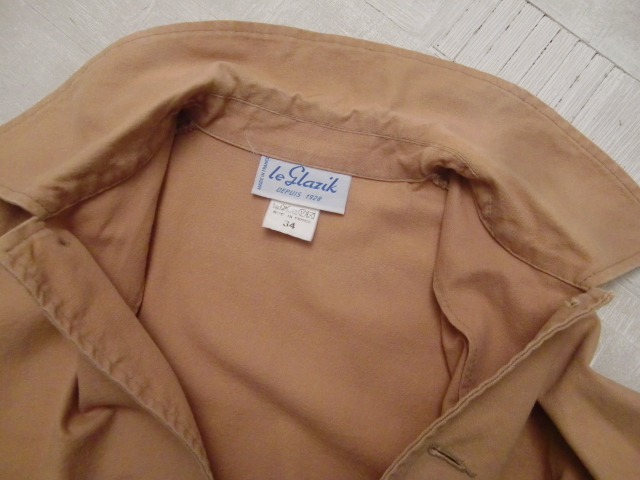  free shipping France made LE GLAZIK canvas Duck Work coverall half coat old tag VINTAGEg radio-controller k shop turn-down collar 