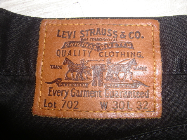 送料無料 00's Levi's 702 実寸W82cm L69cm 表記W32 ブラック ピケ パンツ コットン ワーク リーバイス 革 レザーパッチ VINTAGE ンテージ_画像10