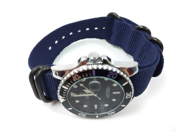  нейлоновый милитари ремешок наручные часы текстильный ремень nato модель темно-синий X черный 22mm