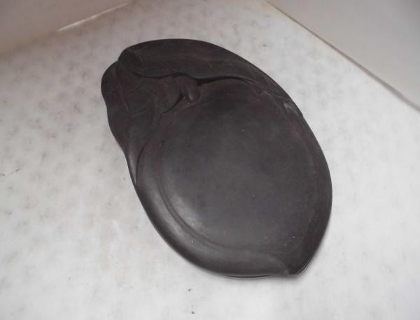 令よ1721木ー硯 蓋付き 桃 約14×9cm