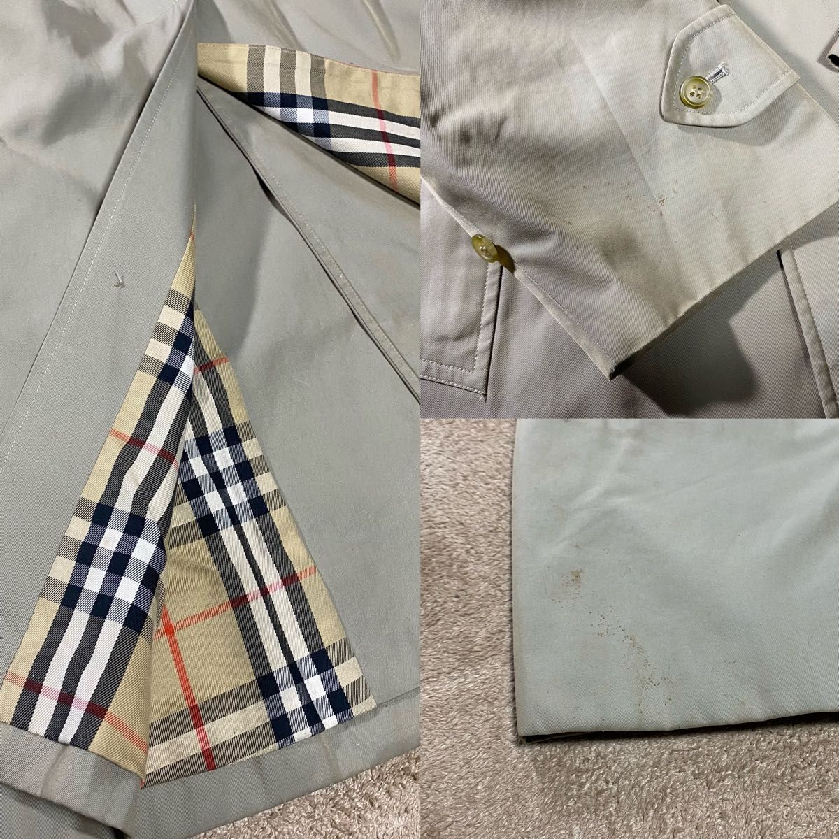 バーバリー　BURBERRY　ノバチェック　ステンカラーコート　ベージュ　M　ロング丈　比翼仕立て　英国製　C-TK83 90’s