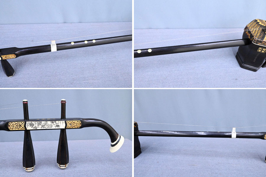 品質が完璧 高級✨希少 中国楽器 二胡 本蛇皮 黒壇製 ケース 弓2本 弦