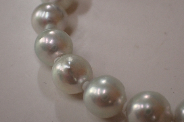 AC-2625 きれいな輝き 本真珠 ネックレス ブローチ シルバーカラー/グレー大粒玉 7.5mm レタパ370発送可 の画像3