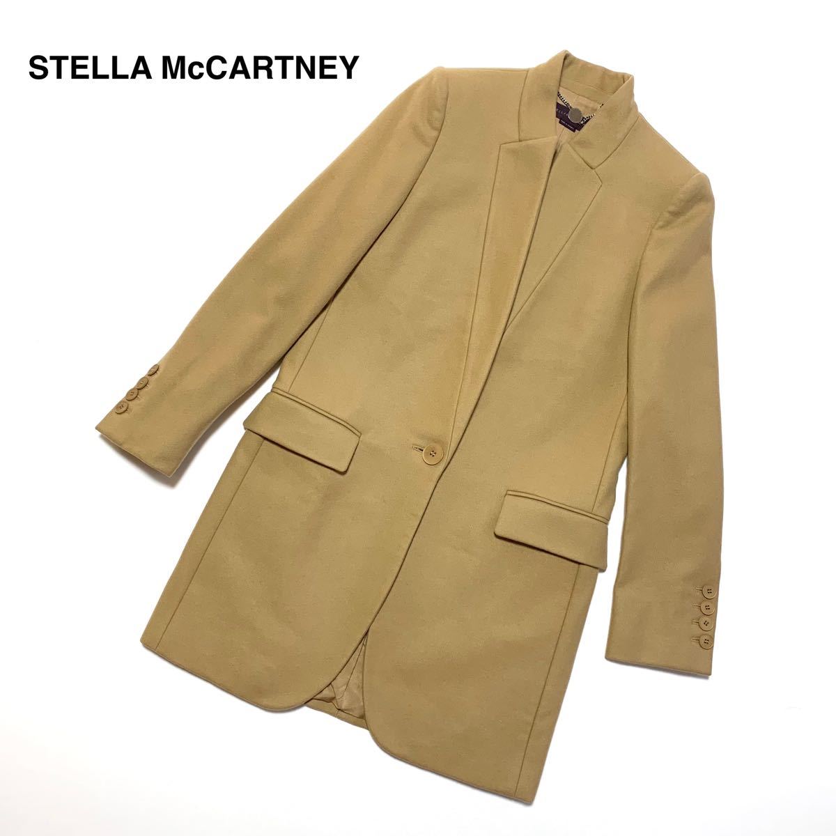 ☆良品 ステラマッカートニー STELLA McCARTNEY スタンドカラー 1B ウール チェスターコート キャメル size36 ハンガリー製  トレンチコート