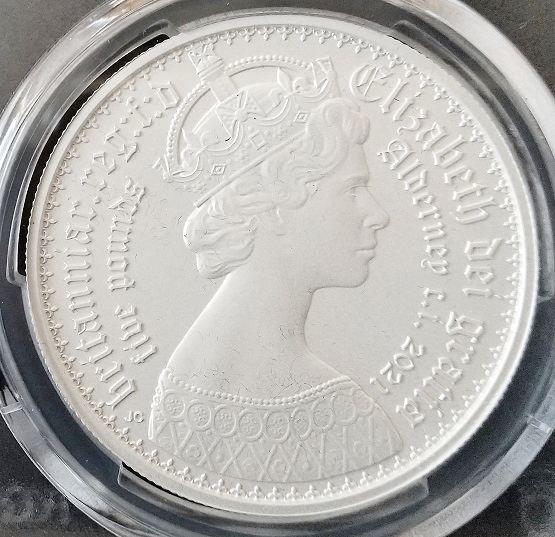 2枚セット 2021年 オルダニー ゴチッククラウン 5ポンド マットプルーフ 銀貨 PCGS PR70 ゴシッククラウン イギリスの画像5