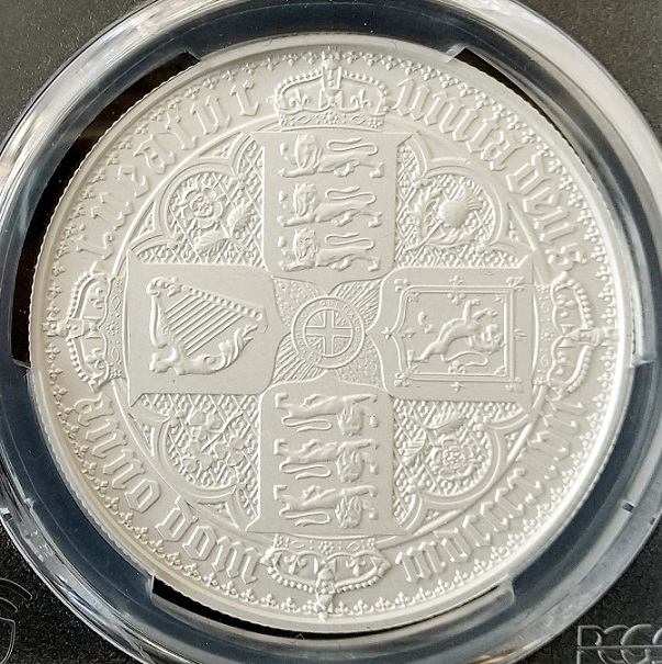 2枚セット 2021年 オルダニー ゴチッククラウン 5ポンド マットプルーフ 銀貨 PCGS PR70 ゴシッククラウン イギリスの画像3