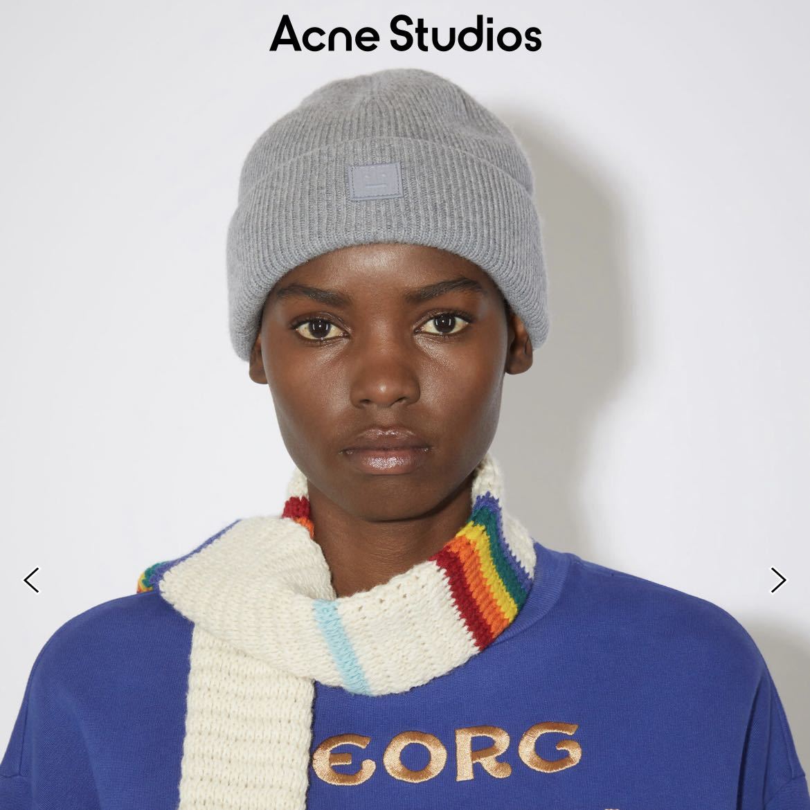  new goods Acne Studios Acne s Today oz face patch ribbed Beanie knit cap knitted cap unisex gray me Ran ji