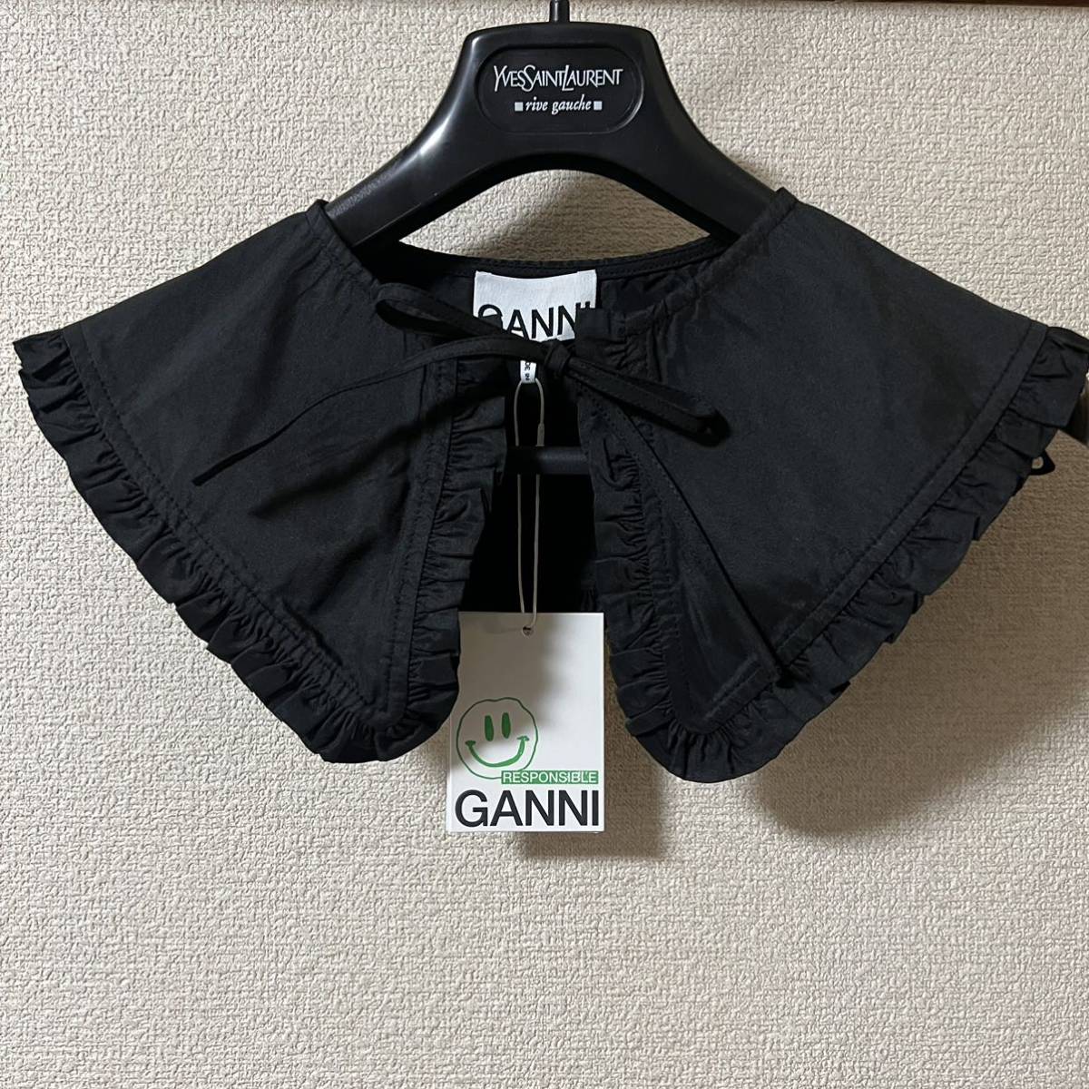 新品 GANNI ガニー フリル 付け襟 ラッフルカラー つけエリ ブラック