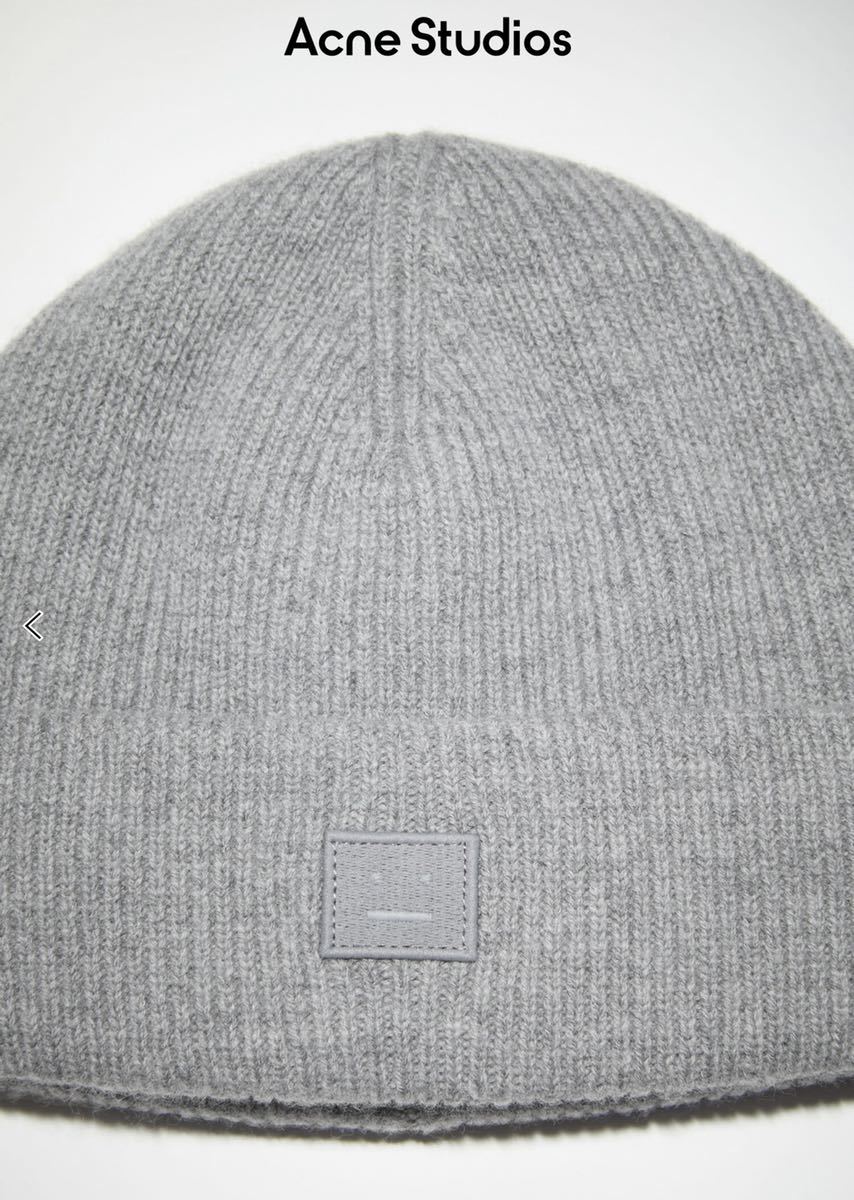  new goods Acne Studios Acne s Today oz face patch ribbed Beanie knit cap knitted cap unisex gray me Ran ji