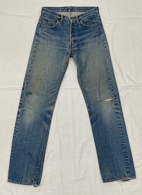 70's 1973 米国製 リーバイス LEVI'S 501 66前期 スレキスタンプ 赤耳 裾チェーン ダメージ クラッシュ 表記W30L36 実寸W73L82cm [l-0549]_画像2