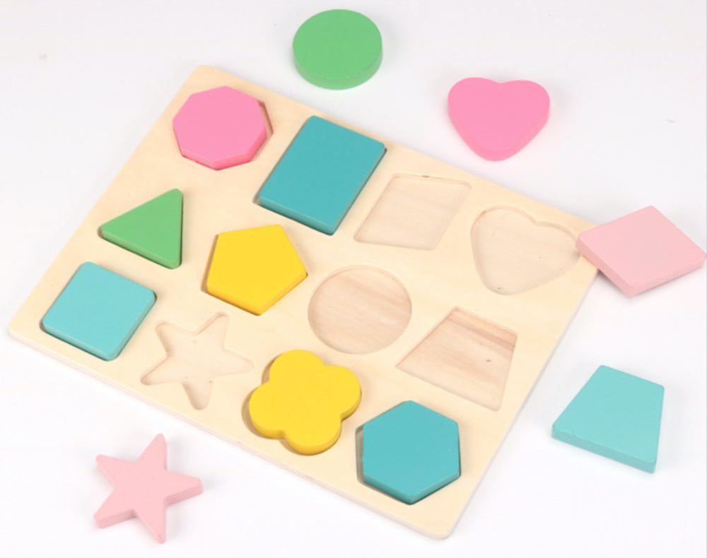 型はめパズル 色付き 幼児 知育玩具 形状認知 知的発達 子供 マカロン色の画像2