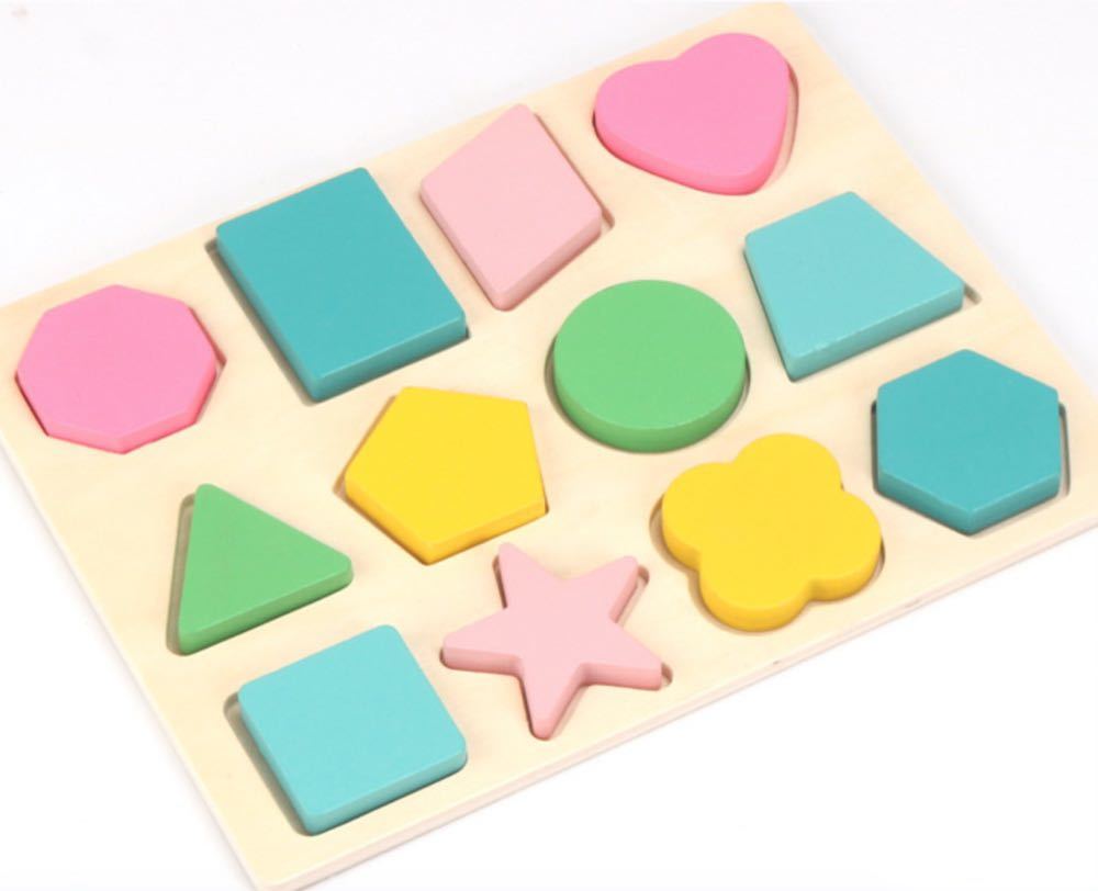 型はめパズル 色付き 幼児 知育玩具 形状認知 知的発達 子供 マカロン色の画像1