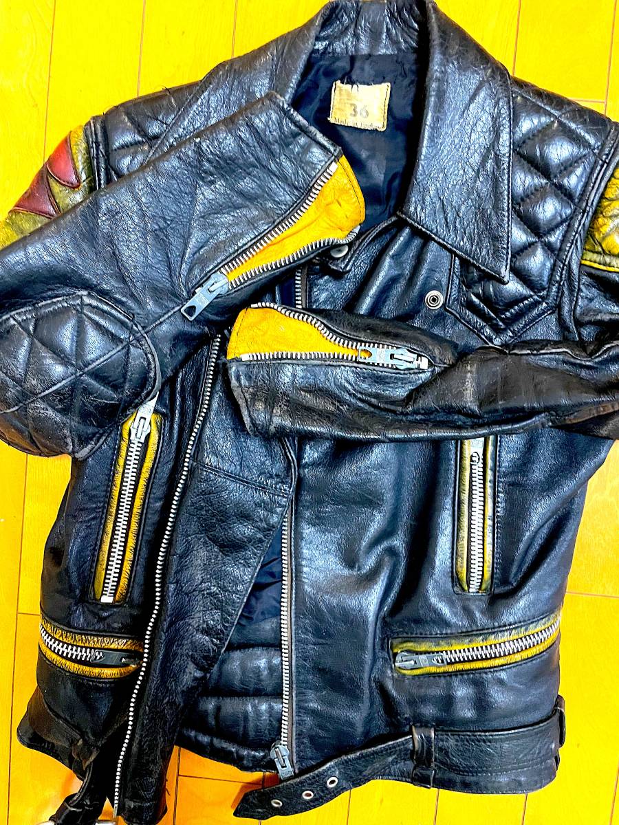 即決 レア 70s イギリス製 EAGLE Leathers ヴィンテージ ライダース スズキ suzuki オーダー品? パテッド ルイスレザー ハイウェイマン_画像2