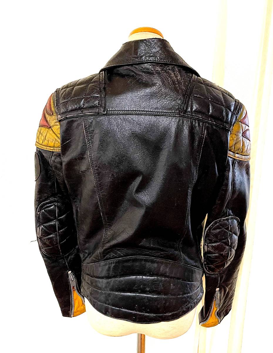 即決 レア 70s イギリス製 EAGLE Leathers ヴィンテージ ライダース スズキ suzuki オーダー品? パテッド ルイスレザー ハイウェイマン_画像5