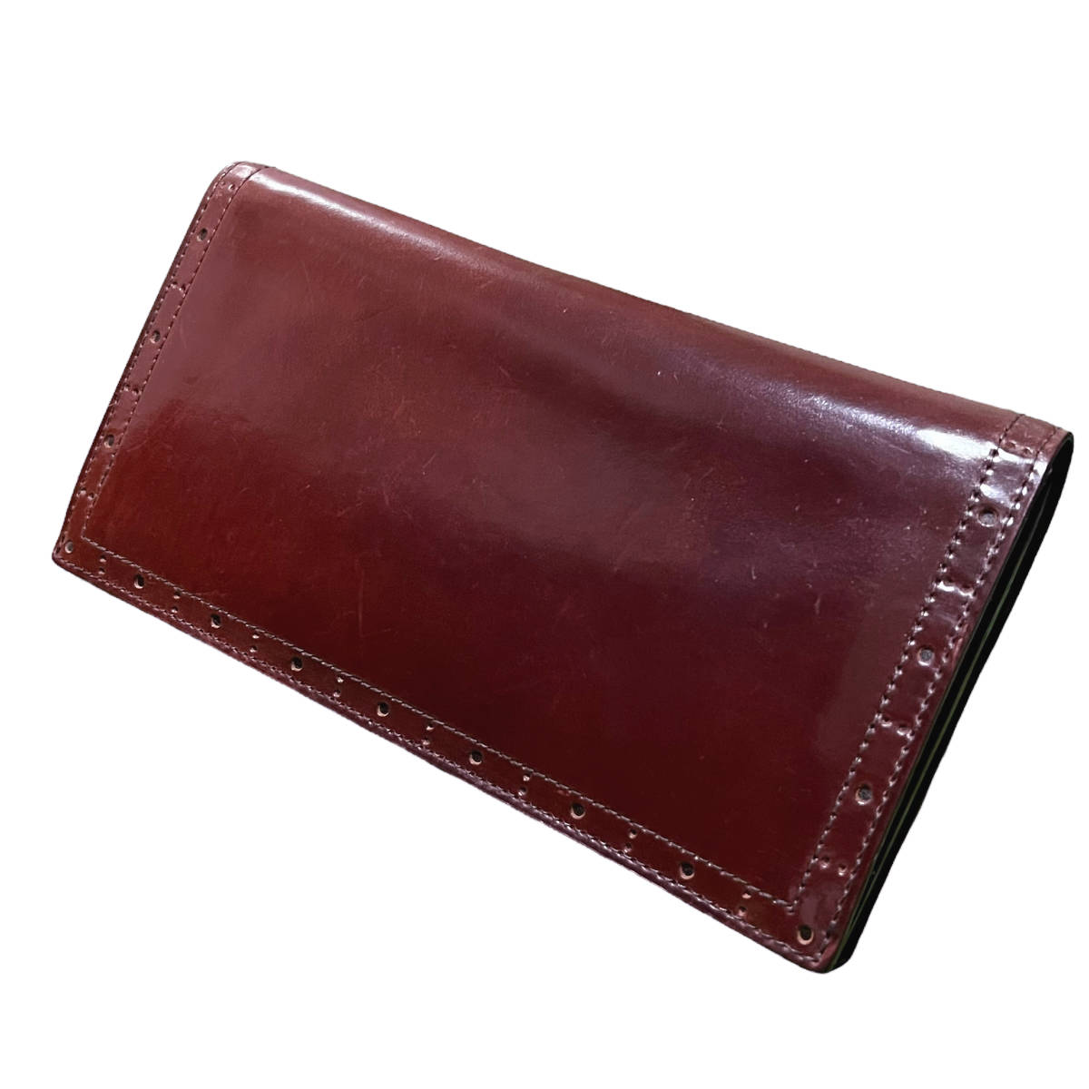 【未使用/展示品◆限定】GANZO 伊勢丹メンズ別注 ホーウィン シェルコードバン 長財布 小銭入れ付き バーガンディ /ガンゾ イセタンメンズ _画像3
