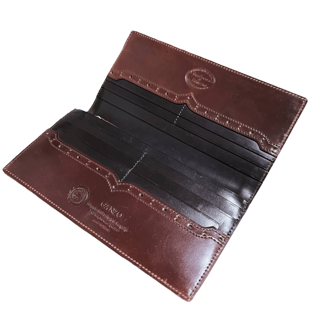 【未使用/展示品◆限定】GANZO 伊勢丹メンズ別注 ホーウィン シェルコードバン 長財布 小銭入れ付き バーガンディ /ガンゾ イセタンメンズ _画像4