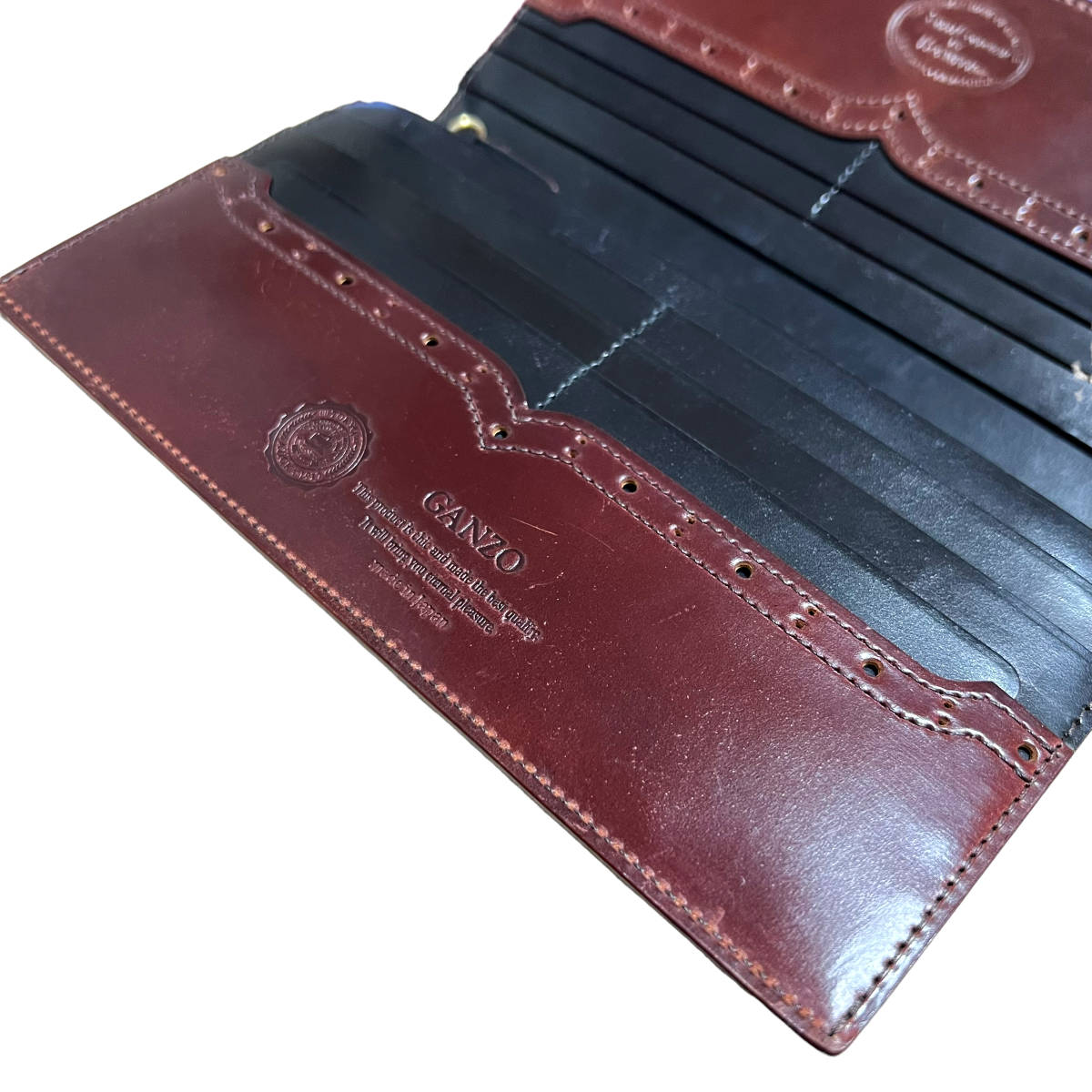 【未使用/展示品◆限定】GANZO 伊勢丹メンズ別注 ホーウィン シェルコードバン 長財布 小銭入れ付き バーガンディ /ガンゾ イセタンメンズ _画像9