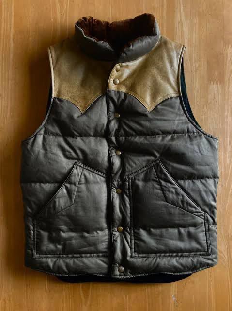 ヤフオク! - RRL レザーオイルクロスダウンベスト S リバーシ...