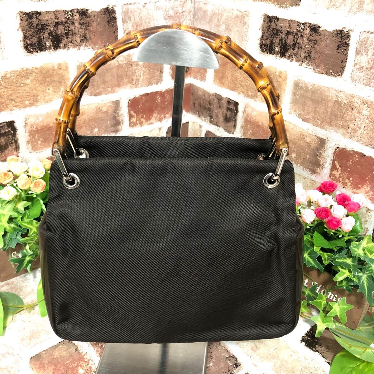 美品 グッチ ハンドバッグ バンブー レザー ダークブラウン | roket.es