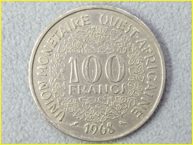 【フランス領 西アフリカ 100フラン 硬貨/1968年】 OUEST AFRICA 100 FRANCS/CFAフラン/旧硬貨/古銭/仏領の画像1