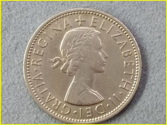 【イギリス 2シリング 硬貨/1954年】 英国 TWO SHILLINGS 白銅貨/エリザベス2世/旧硬貨/コイン/ 古銭の画像3