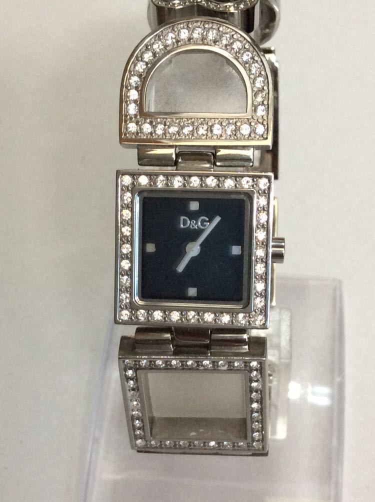 Dolch &amp; Gabbana Dolce &amp; Gabbana D &amp; G Rhinestone Square D &amp; G пояс Black Ladies Watch Watch