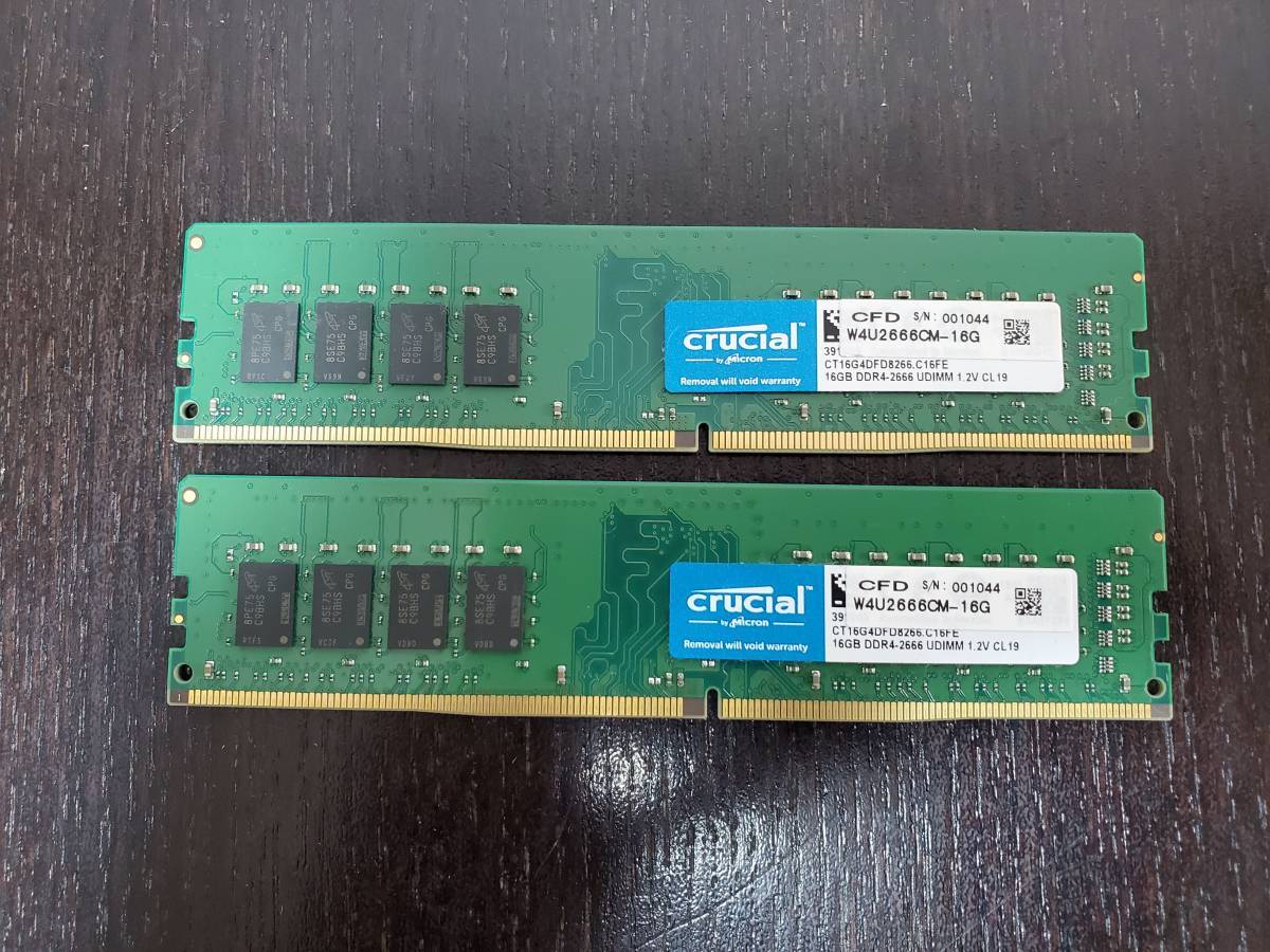 メモリ デスクトップ用 CFD Crucial DDR4-2666 PC4-21300 16GBx2枚 合計32GB W4U2666CM-16G 送料210円_画像1