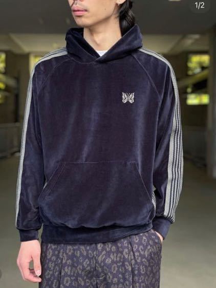 新品Needles Track Hoody ベロア　ネイビー　Lサイズ_画像2