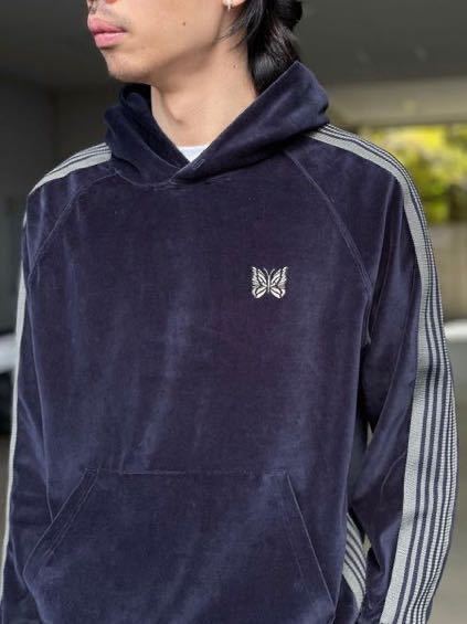 新品Needles Track Hoody ベロア　ネイビー　Lサイズ_画像1