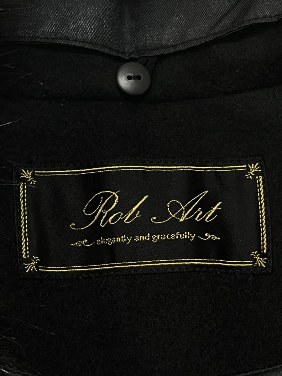 【Rob Art】ロブアート カシミヤ100％ 裏地シルク100％ ファーカラー ロングコート 黒 ブラック レディース