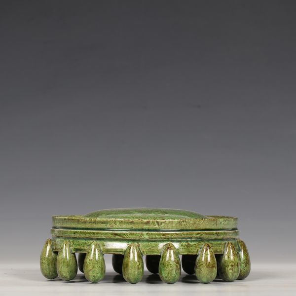 NEW ARRIVAL陶磁器 緑釉絞胎穿帯瓶 箱付 唐代 染付 置物擺件 古賞物 中国古美術 蔵出 唐
