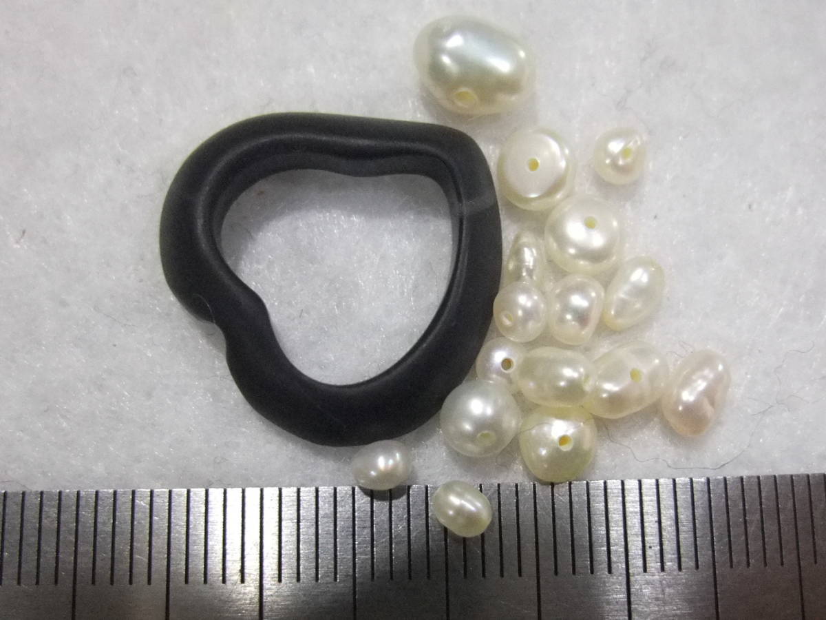  special order made loose!... tortoise shell manner Heart open Shape! fresh water pearl loose attaching! both hole set * 3 natural stone loose various many large amount including in a package possibility!
