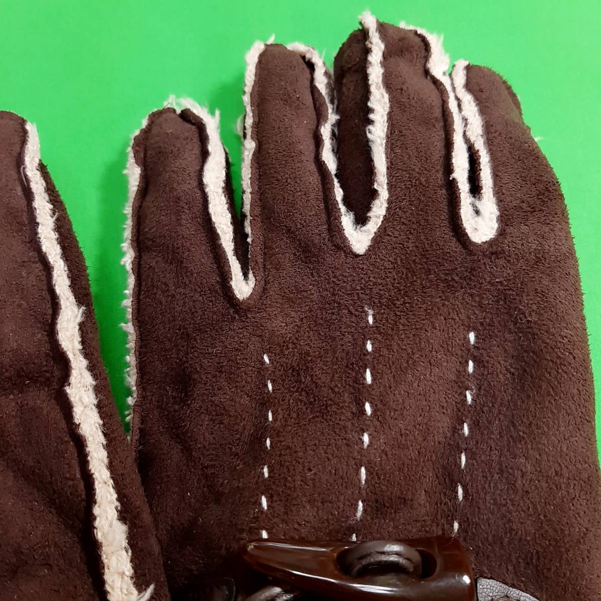 c5 new goods * free shipping * smartphone Touch correspondence protection against cold knitted & reverse side nappy boa attaching warm suede style gloves *5 fingers * dark brown lady's L size 