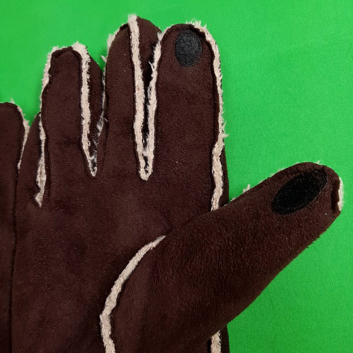 c5 new goods * free shipping * smartphone Touch correspondence protection against cold knitted & reverse side nappy boa attaching warm suede style gloves *5 fingers * dark brown lady's L size 