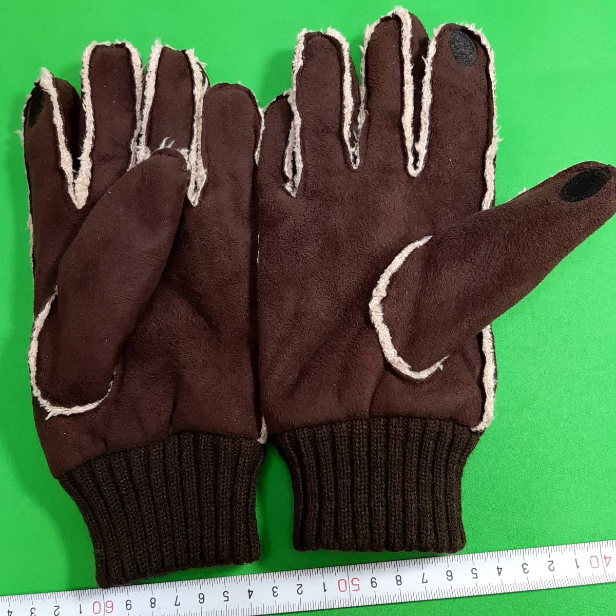 c5 new goods * free shipping * smartphone Touch correspondence protection against cold knitted & reverse side nappy boa attaching warm suede style gloves *5 fingers * dark brown lady's L size 