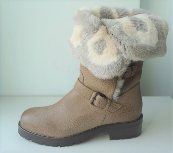  valuable *SARTORE Sartre boots original leather boa fur size 37 24. taupe color * middle boots / leather 