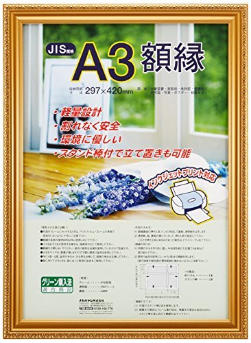 ナカバヤシ 木製軽量額縁 金ケシ A3(JIS規格) フ-KWP-40 [オフィス用品]_画像1