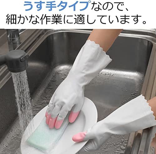 【まとめ買い】 ファミリー ビニール 手袋 うす手 指先抗ウイルス加工 Sサイズ ピンク×6個 掃除 洗濯 食器洗い用_画像3
