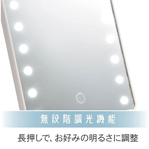 オーム電機 Iberis スターメイクミラー 卓上鏡 ライト付きミラー メイクアップミラー 化粧鏡 HB-MKW033-W 00-5868 OH_画像6