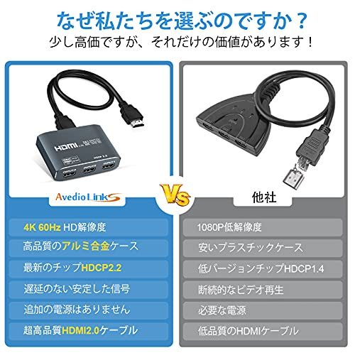 avedio links 4K 60Hz HDMI switch distributor 3 input 1 output HDMI2.0b selector HDMI switch 3 port HDM