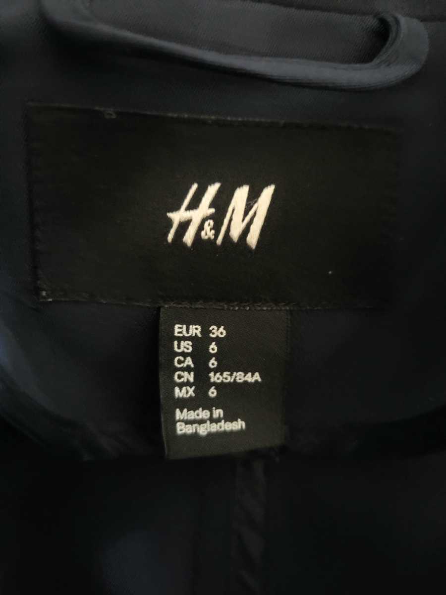 H&M　エイチアンドエム　テーラードジャケット　ネイビー　36サイズ　中古　美品_画像3