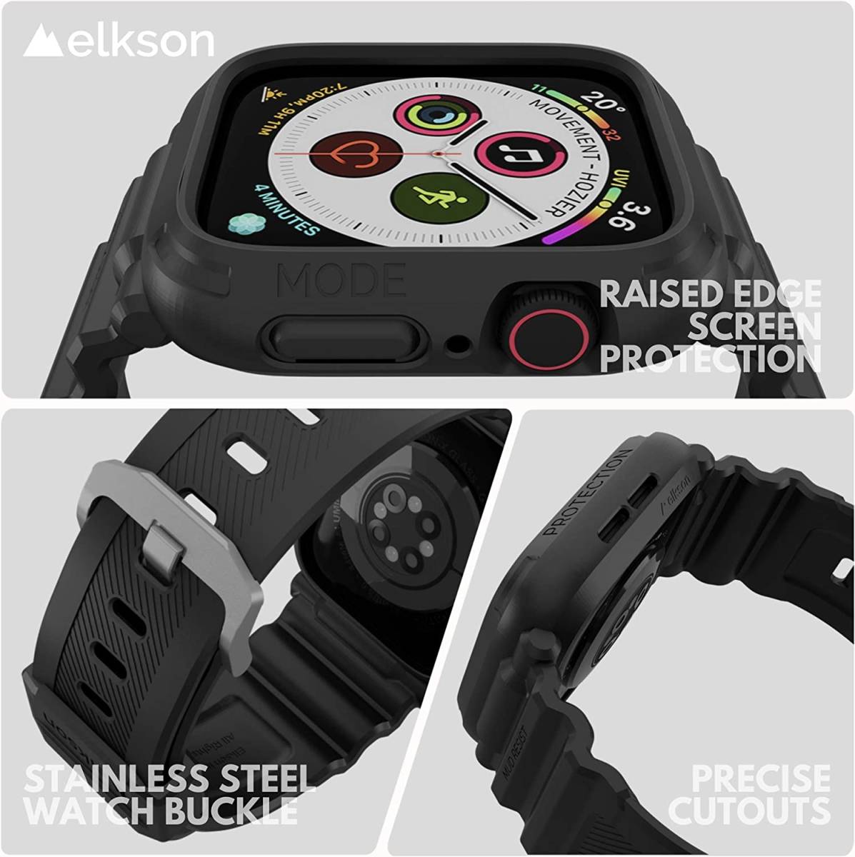 45mm / 44mm black elkson Apple watch band Apple Watch 45mm 44mm bumper ke-
